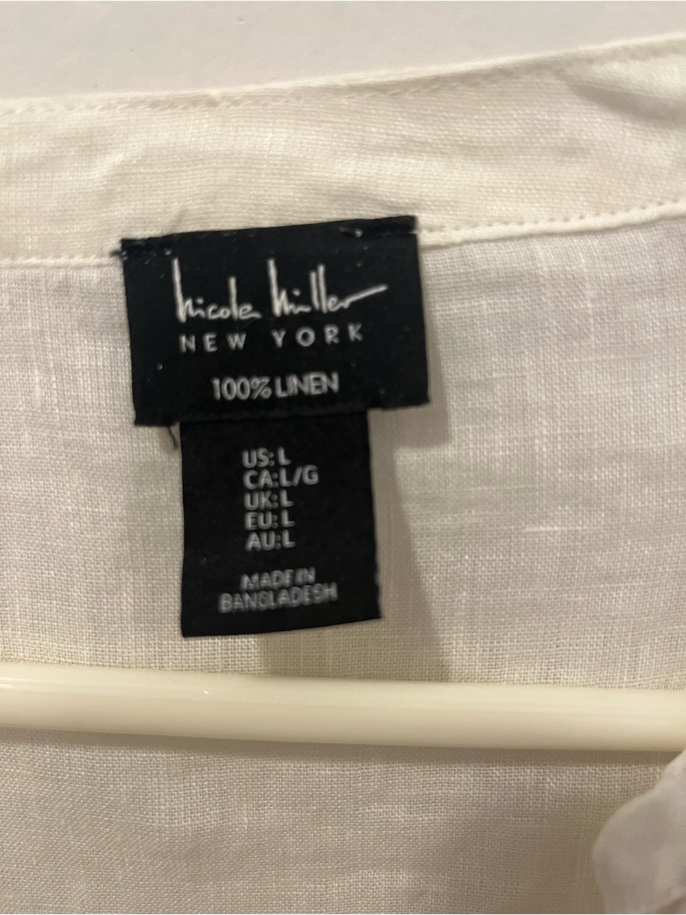 Nicole Miller 100% White Linen Button Down with Mother-of-Pearl Buttons - Picture 7 of 7